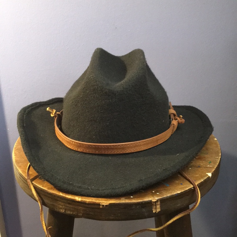 Scala Kids cowboy hat black western cap leather drawstring headband 2.75” brim
